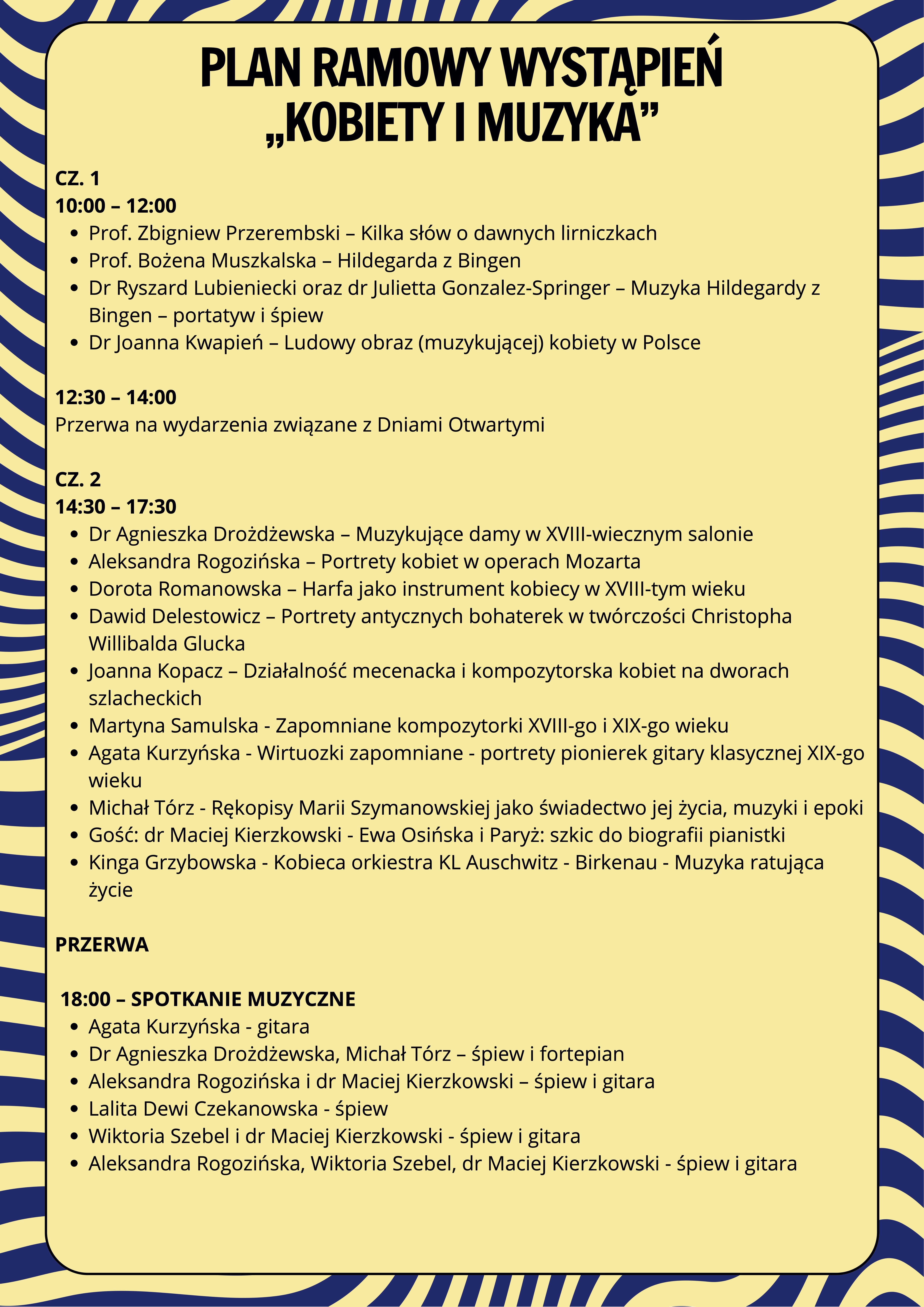 Plan wystąpień „Kobiety i muzyka”